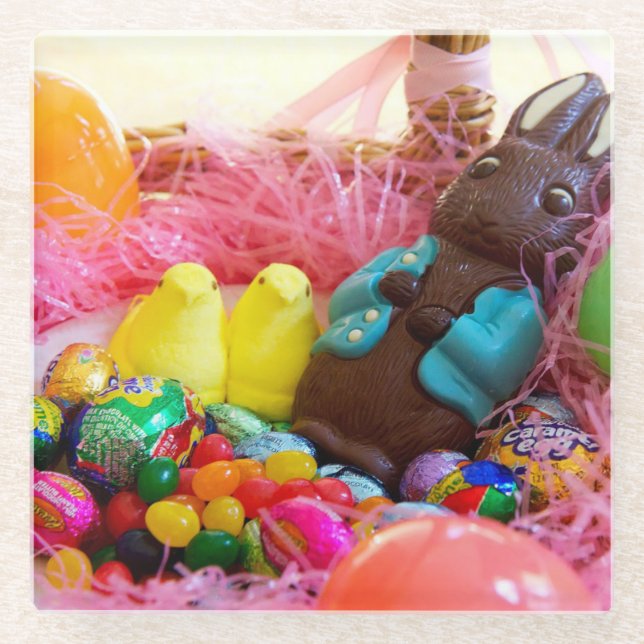 Easter bunny candy glass coaster (Front)