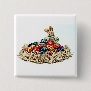 Easter Bunny Candy Nest 15 Cm Square Badge