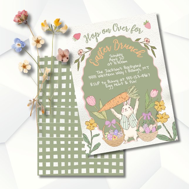 Easter Bunny Carrot Brunch Egg Hunt Party Invitation (Creator Uploaded)