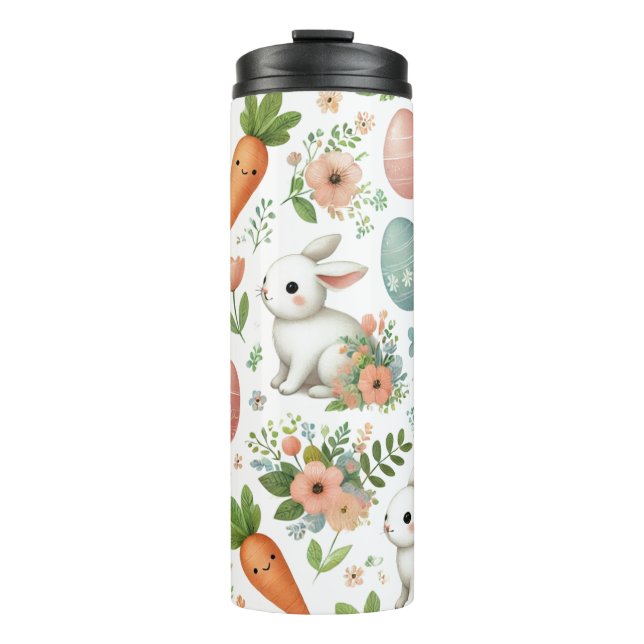 Easter Bunny & Carrots Thermal Tumbler for Spring (Front)