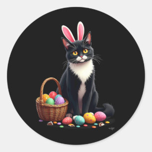 Easter Bunny Cat Egg Bysket Classic Round Sticker