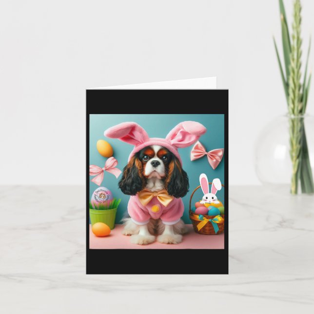 Easter Bunny Cavalier King Charles Spaniel  Card (Front)