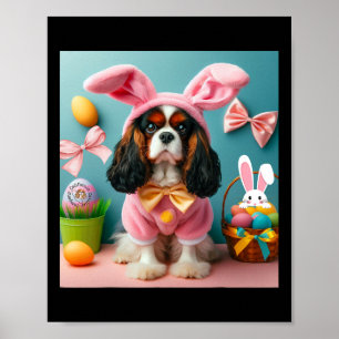 Easter Bunny Cavalier King Charles Spaniel Poster