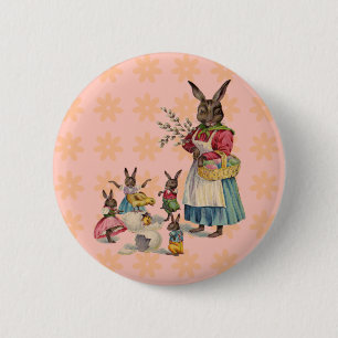 Easter Bunny Chicken Bunny Eggs 6 Cm Round Badge