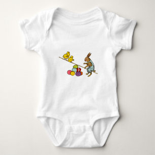 Easter Bunny chickens eggs illustration Baby Bodysuit