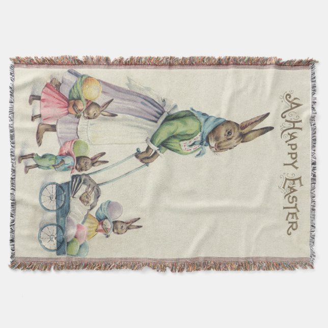 Easter Bunny Children Coloured Egg Throw Blanket (Front)