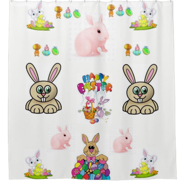 Easter bunny childrens shower curtain (Front)