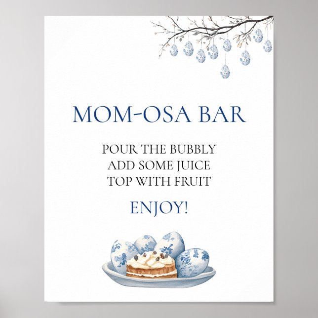 Easter Bunny Chinoiserie Baby Shower Mum-osa Bar  Poster (Front)