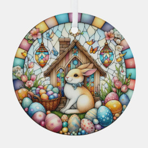 Easter Bunny Church Eggs Stained Glass Flowers Tree Decoration