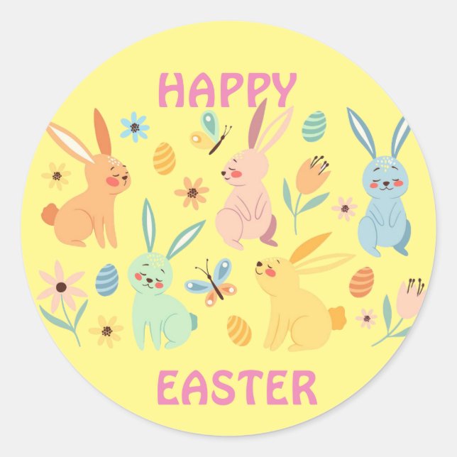 Easter Bunny Classic Round Sticker (Front)