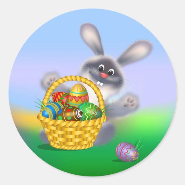 Easter Bunny Classic Round Sticker (Front)