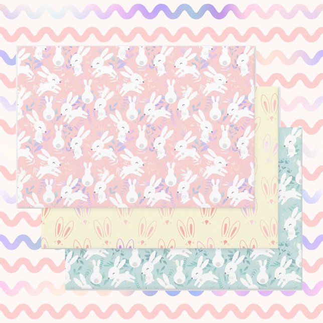 Easter Bunny Collection of 3 Pastel Cute Wrapping Paper Sheet (Creator Uploaded)