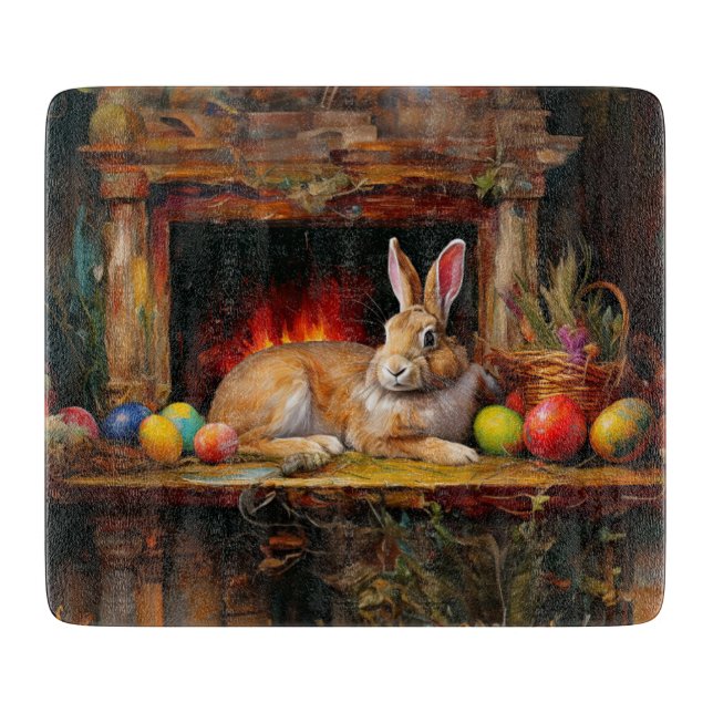 Easter Bunny Colorful Easter eggs  Cutting Board (Front)