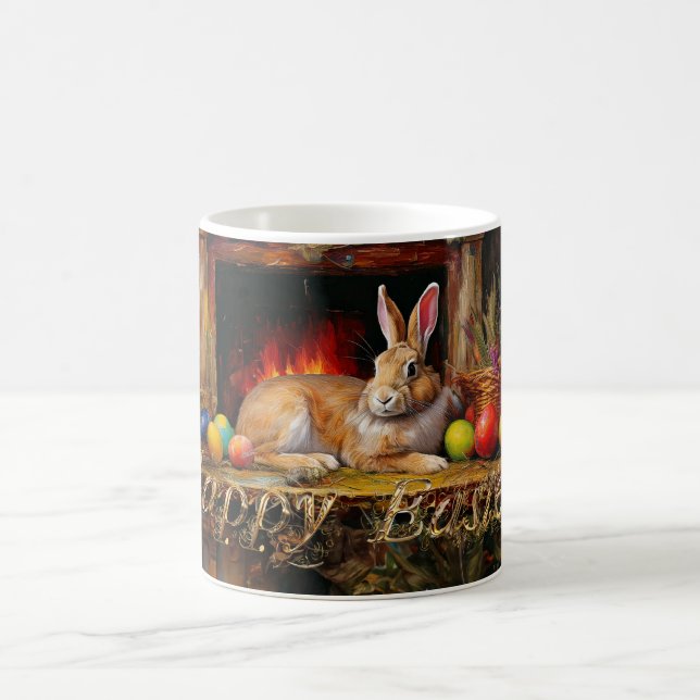 Easter Bunny Colorful Easter eggs Happy Easter Coffee Mug (Center)