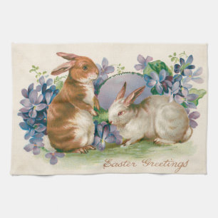 Easter Bunny Coloured Egg Forget-Me-Not Tea Towel