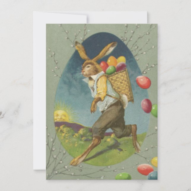 Easter Bunny Coloured Egg Sun Holiday Card (Front)