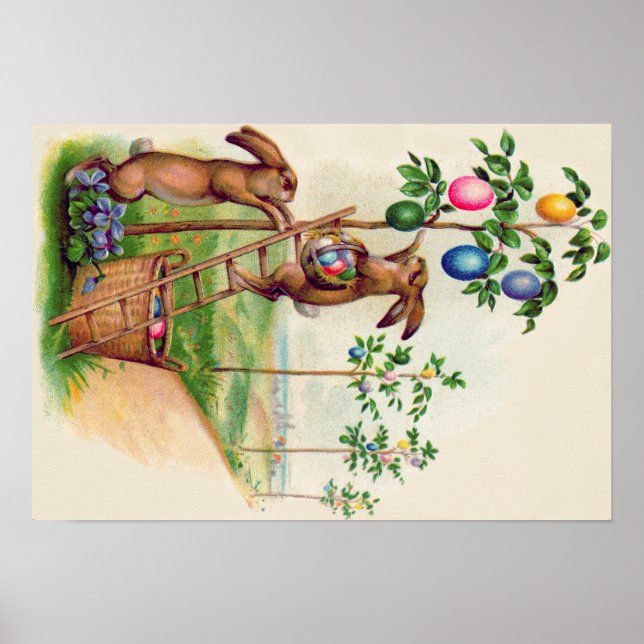 Easter Bunny Coloured Egg Tree Poster (Front)