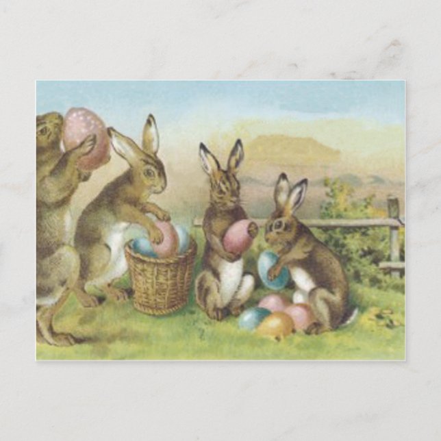 Easter Bunny Coloured Painted Egg Field Holiday Postcard (Front)
