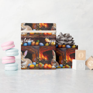 Easter Bunny Colourful Easter eggs Happy Easter Wrapping Paper