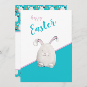 Easter Bunny Colourful Watercolor Illustration Holiday Card