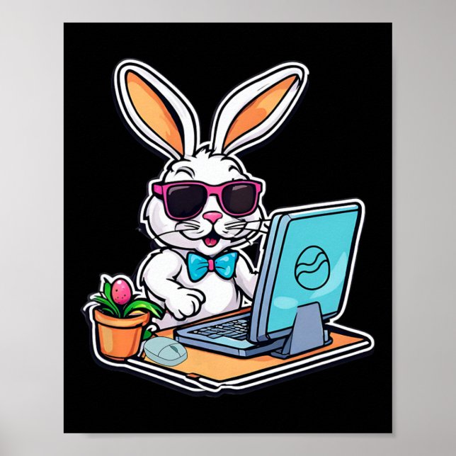 Easter Bunny Computer Video Game Lovers 1  Poster (Front)