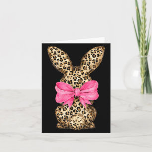 Easter bunny coquette bow leopard easter day girl card