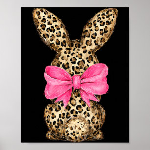 Easter bunny coquette bow leopard easter day girl poster