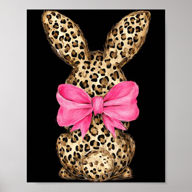 Easter bunny coquette bow leopard easter day girl poster (Front)