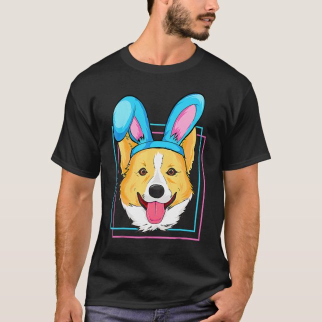 Easter Bunny Corgi Dog Funny Easter Corgi  Funny T-Shirt (Front)