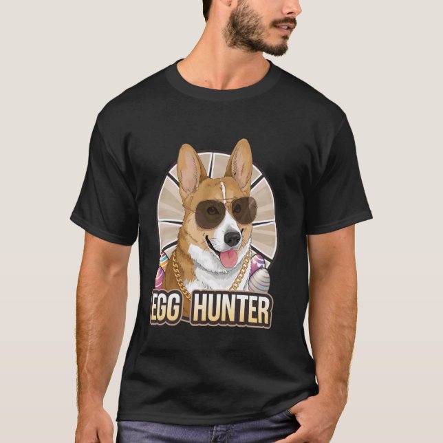 Easter Bunny Corgi Egg Hunter Dog Lover T-Shirt (Front)
