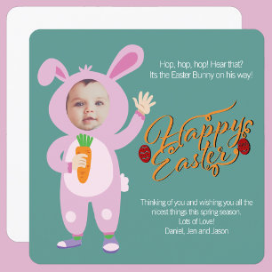 Easter Bunny Costume Trendy Personalised Photo Card