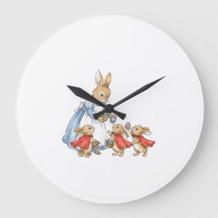 Easter Bunny Cottagecore Vintage Rabbit Women Girl Large Clock