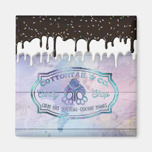 Easter Bunny Cottontail Candy Shop Sign Chocolate Magnet