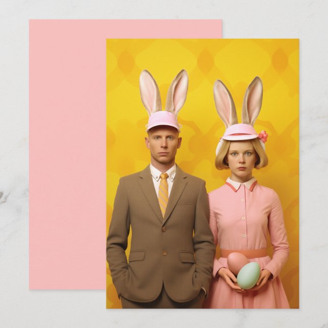 Easter Bunny Couple Invitation (Front/Back)
