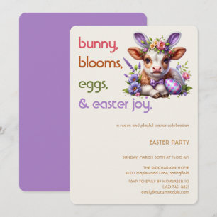 Easter Bunny Cow Invitation   Kid easter party