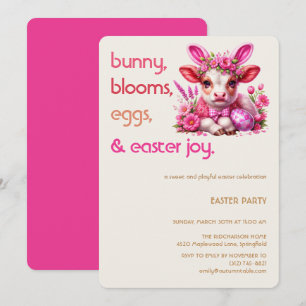 Easter Bunny Cow Invitation   Kid easter party