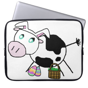 Easter Bunny Cow Laptop Sleeve