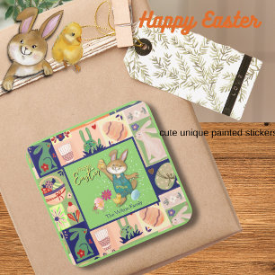 Easter Bunny  Custom Colourful   Square Sticker