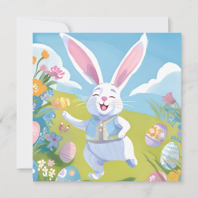 Easter Bunny | Cute Easter Pastel Wildflower Card (Front)