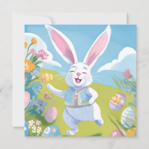 Easter Bunny   Cute Easter Pastel Wildflower Card