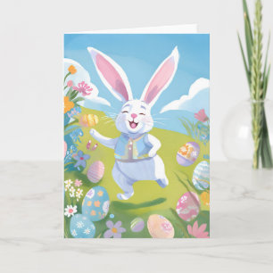 Easter Bunny   Cute Easter Pastel Wildflower Holiday Card