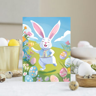 Easter Bunny Cute Easter Pastel Wildflower Holiday Card