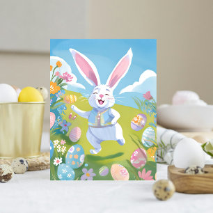 Easter Bunny Cute Easter Pastel Wildflower Holiday Postcard