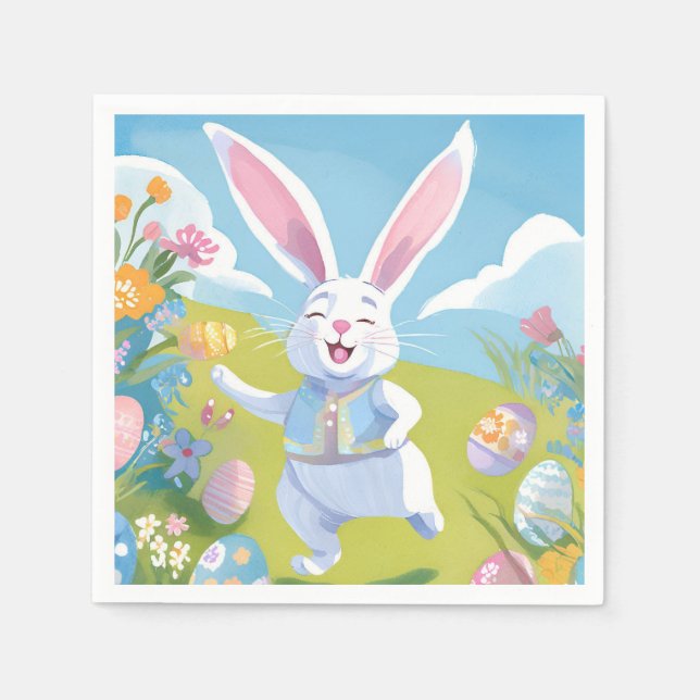 Easter Bunny | Cute Easter Pastel Wildflower Napkin (Front)