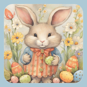 Easter Bunny Cute Floral Sticker in Spring Colours