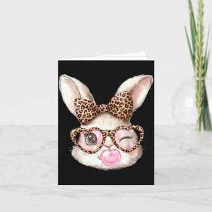 Easter bunny cute glasses leopard bunny rabbit card