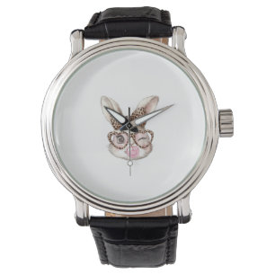 Easter Bunny Cute Glasses Leopard Bunny Rabbit Eas Watch