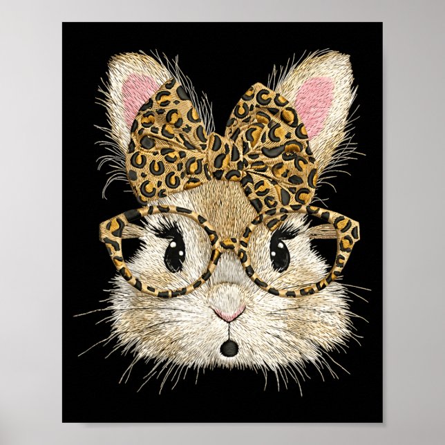 Easter bunny cute glasses leopard bunny rabbit poster (Front)