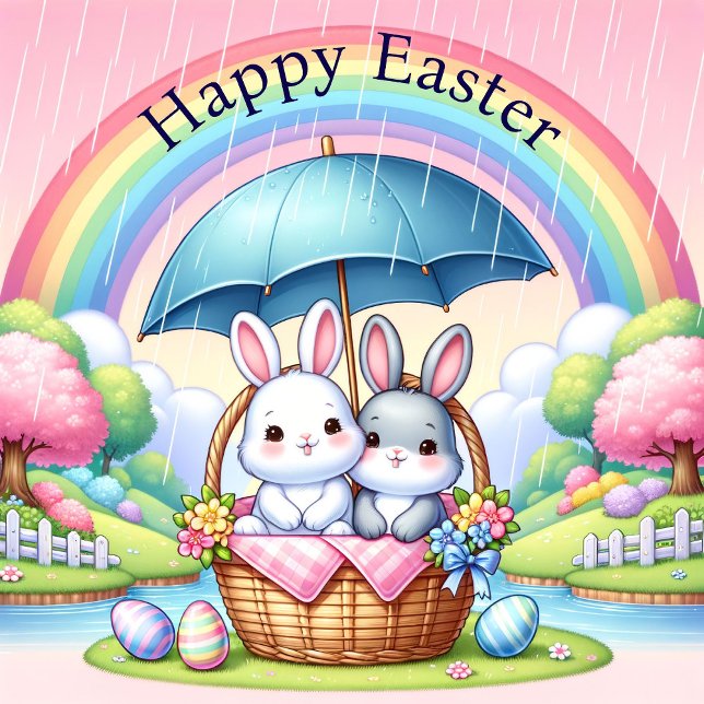 Easter Bunny Cuteness Rainbow Colourful Pastel Classic Round Sticker (Creator Uploaded)