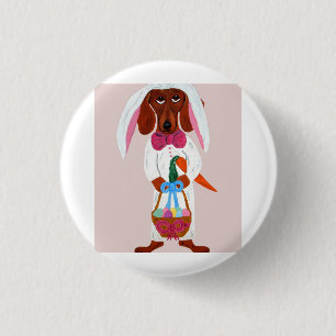 Easter bunny Dachshund  3 Cm Round Badge